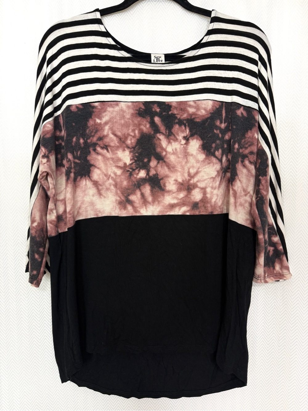 Sew in Love Tie-Dye Colorblock Stripe Top Size L